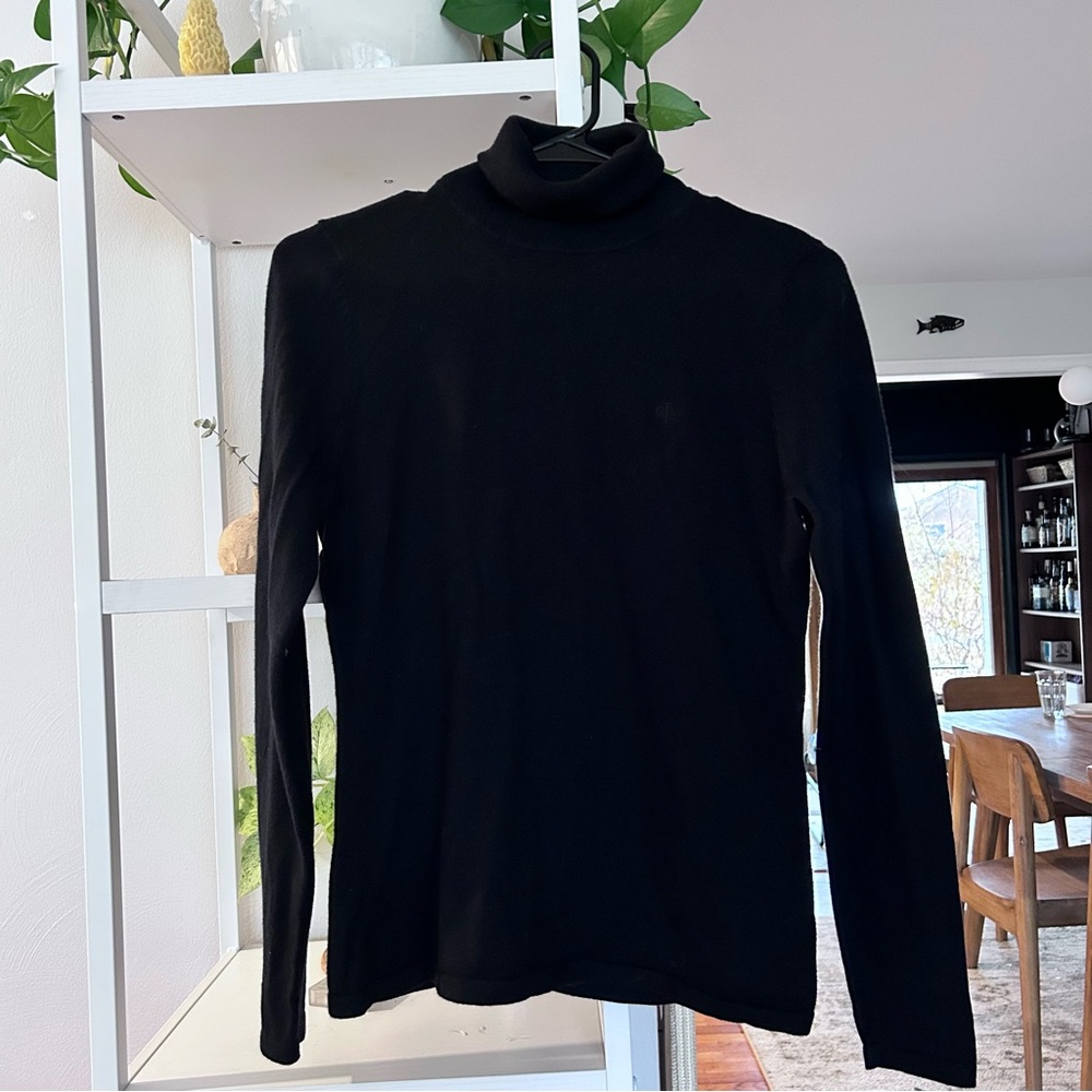 Vintage Lauren Ralph Lauren Black Merino Wool Turtleneck Sweater Small Layering